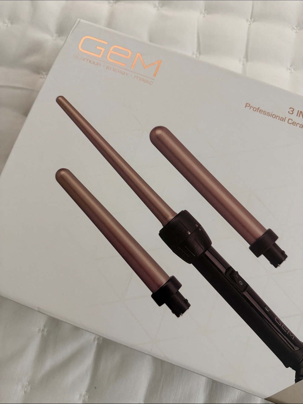 GEM 3-in-1 Ceramic Curling Wand - Rose Gold